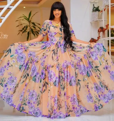 Winta Habesha Chiffon Dress with Beautiful Design – A Fusion of Ethiopian & Eritrean Elegance