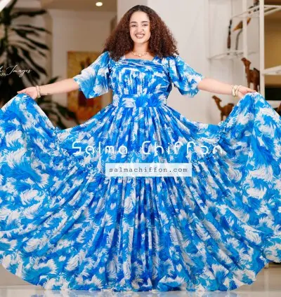 Cultural Chiffon Dress – Habesha Style for Ethiopian & Eritrean Women’s Wedding Wear