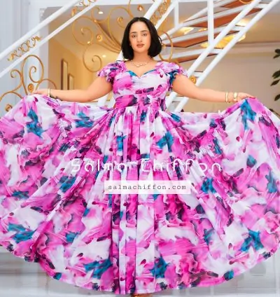 Bridal Habesha Chiffon Dress – Elegant Ethiopian & Eritrean Wedding Gown for Women